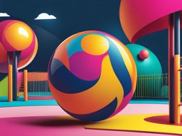 ball clipart: vibrant ball bouncing with excitement in a playground. 