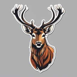 Deer Sticker - A majestic deer with antlers, ,vector color sticker art,minimal