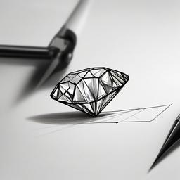 drawing of a diamond being cut  minimal rough sketch scribbles,doodles,black and white