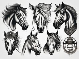 Crazy Horse Tattoos - Embrace the unconventional and wild with crazy horse tattoos, featuring designs that capture the untamed and rebellious spirit of these magnificent creatures.  simple tattoo,minimalist,white background