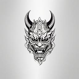 Tattoo Hannya Mask - Tattoo featuring the Hannya mask, often associated with Noh theater.  simple color tattoo,white background,minimal