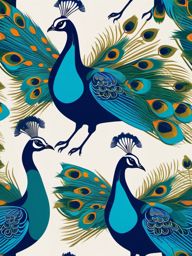 Peacock Clipart - Peacock displaying its stunning tail feathers , minimal, 2d