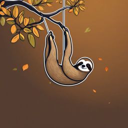 Sloth Sticker - A relaxed sloth hanging from a tree branch. ,vector color sticker art,minimal