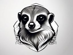 Meerkat tattoo, Alert meerkat tattoo, representing community and vigilance. , tattoo color art, clean white background