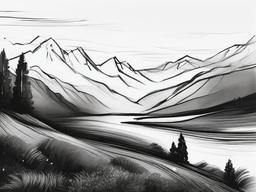 sketch drawing of scenery  minimal rough sketch scribbles,doodles,black and white