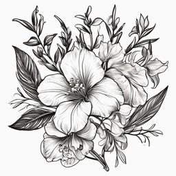July Birth Flower Larkspur Tattoo-Embracing the beauty of July with a tattoo featuring the birth flower, larkspur, symbolizing strong bonds, love, and positivity.  simple vector color tattoo