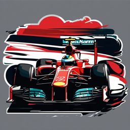 Formula 1 Race Car Sticker - High-speed track action, ,vector color sticker art,minimal