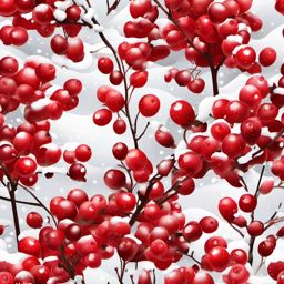 Winter Berries clipart - Red berries amid snowy branches, ,vector color clipart,minimal