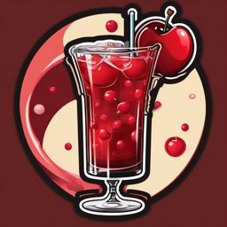 Cherry Vanilla Fizz sticker- Vodka, cherry liqueur, vanilla syrup, and soda, offering a sweet and effervescent cherry vanilla experience., , color sticker vector art