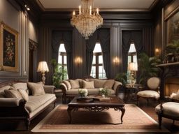 victorian living room with ornate details and elegant furnishings. 