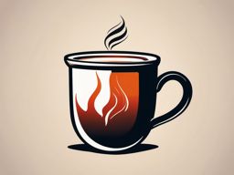 Steaming mug design: Elegant simplicity, the joy of heat.  simple color tattoo style