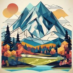 Geometric mountain landscape  , vector illustration, clipart