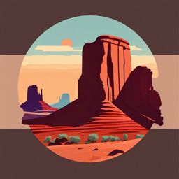 Monument Valley sticker- Iconic red sandstone buttes on the Arizona-Utah border, , sticker vector art, minimalist design