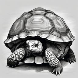 drawing of a Horsfield's tortoise  minimal rough sketch scribbles,doodles,black and white