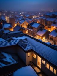 Snowy Rooftops at Night  background picture, close shot professional product  photography, natural lighting, canon lens, shot on dslr 64 megapixels sharp focus