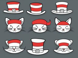 Cat in hat clip art, The whimsical Cat in the Hat character.  simple, 2d flat