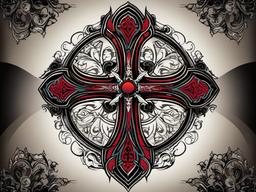 gothic cross tattoo  simple vector color tattoo