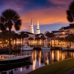 charleston's historic waterfront - paint the enchanting night scene of charleston's historic waterfront, with its picturesque harbor, historic ships, and waterfront charm. 