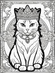 Kitty with a Crown Coloring Pages - Royal Kitty Wearing a Crown  minimal black outline printable sheet, coloring page