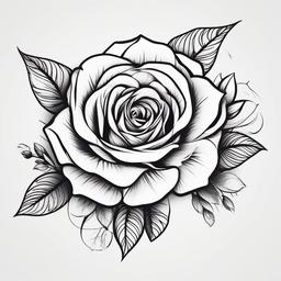 Fine Line Rose Tattoo - Tattoo featuring a rose design with fine line detailing.  simple color tattoo,minimalist,white background