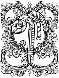 Candy Cane For Coloring  outling,coloring pages,black and whit