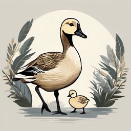 Gosling clipart - Gosling following its parents, ,vector color clipart,minimal