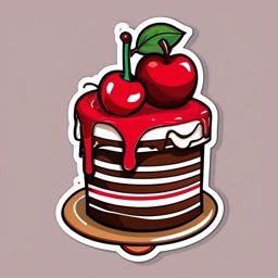 Cake Slice with Cherry Sticker - Cake slice adorned with a cherry, ,vector color sticker art,minimal