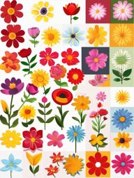 Flower images clipart, A collection of various flower graphics.  simple, 2d flat