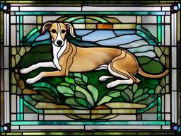 Stained Glass Whippet - Slender whippet resting  