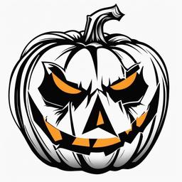 Evil Pumpkin Tattoo - Tattoo featuring an evil or menacing pumpkin design.  simple color tattoo,minimalist,white background