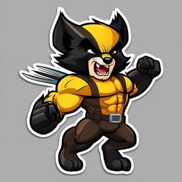 Wolverine cartoon - fierce, small mammal  cartoon sticker style