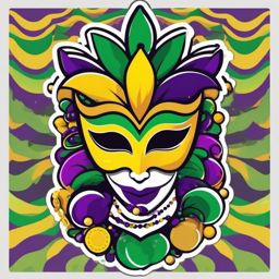 Mardi Gras sticker- Masked Ball Celebration, , sticker vector art, minimalist design