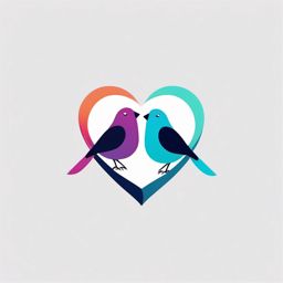 Love bird minimalist design, white background, professional color logo vector art