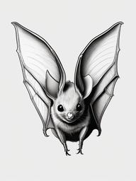 drawing of a greater mouse-eared bat  minimal rough sketch scribbles,doodles,black and white