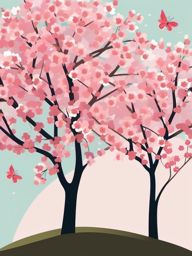 Cherry Blossoms clipart - Cherry blossom trees in spring, ,vector color clipart,minimal