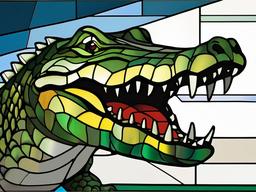 Stained Glass Crocodile - Crocodile with open jaws  