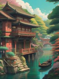 Studio Ghibli Wallpaper - Studio Ghibli's Spirited Away  wallpaper style, intricate details, patterns, splash art, light colors