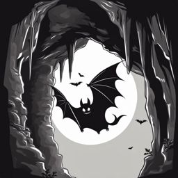 clip art bat,hanging upside down in a spooky cave 