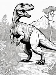 Muttaburrasaurus Coloring Pages - Australian Herbivore  black outline printable coloring page