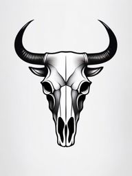 Minimalist steer skull design: Simplicity, a bold statement.  black and white tattoo style