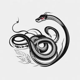 Japanese Snake Tattoo - Japanese-themed snake tattoo.  simple vector tattoo,minimalist,white background