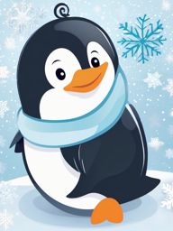 Cute Penguin in a Frozen Wonderland  clipart, simple