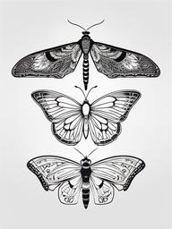 Half Moth Half Butterfly Tattoo - Tattoo featuring half moth and half butterfly.  simple vector tattoo,minimalist,white background