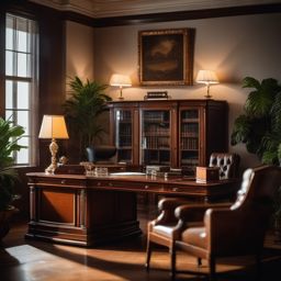 Vintage Office Vibes - Vintage office with antique furniture and classic decor. realistic, professional photography, bokeh, natural lighting, canon lens, shot on dslr 64 megapixels sharp focus