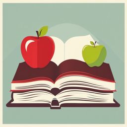 Book and Apple Icon - Book and apple icon for education and nutrition,  color vector clipart, minimal style