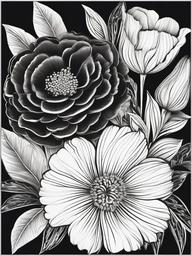 Floral Wall Art - Decorative pieces featuring flowers.  outling,coloring pages,black and white