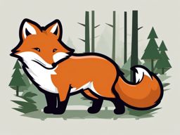 Fox Clipart - Fox sneaking through the forest with a cunning smile , minimal, 2d