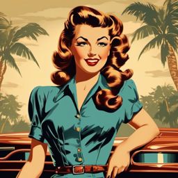 1940s Pin-Up Art , vintage t shirt vector art