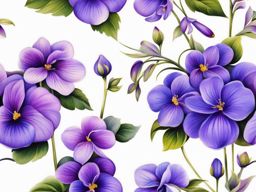 Violet tattoo, Tattoos featuring the charming and delicate violet flower.  vivid colors, white background, tattoo design