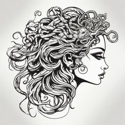 Medusa profile face  ,tattoo design, white background